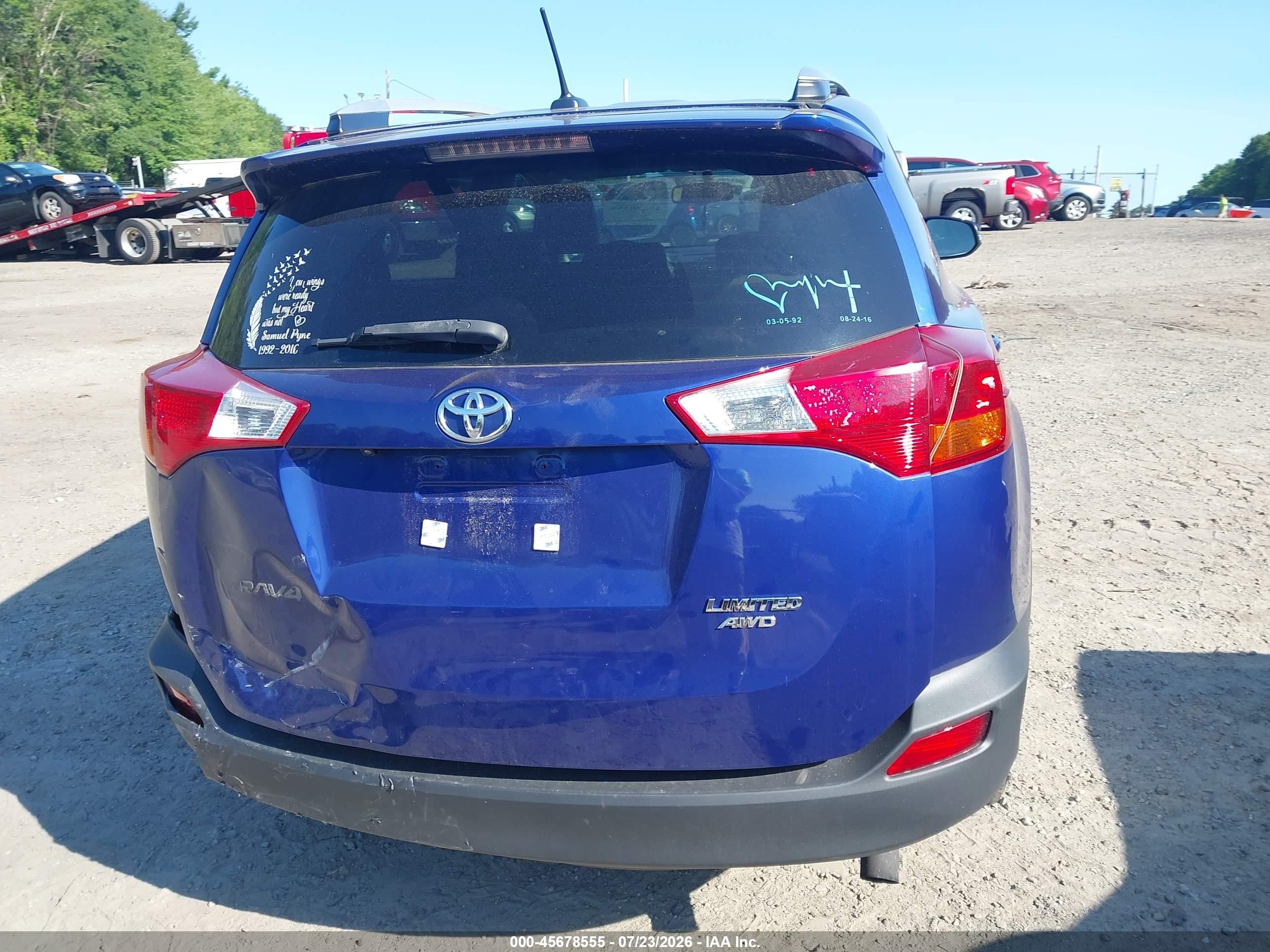 2014 Toyota Rav4 Limited Blue vin: 2T3DFREV8EW192196