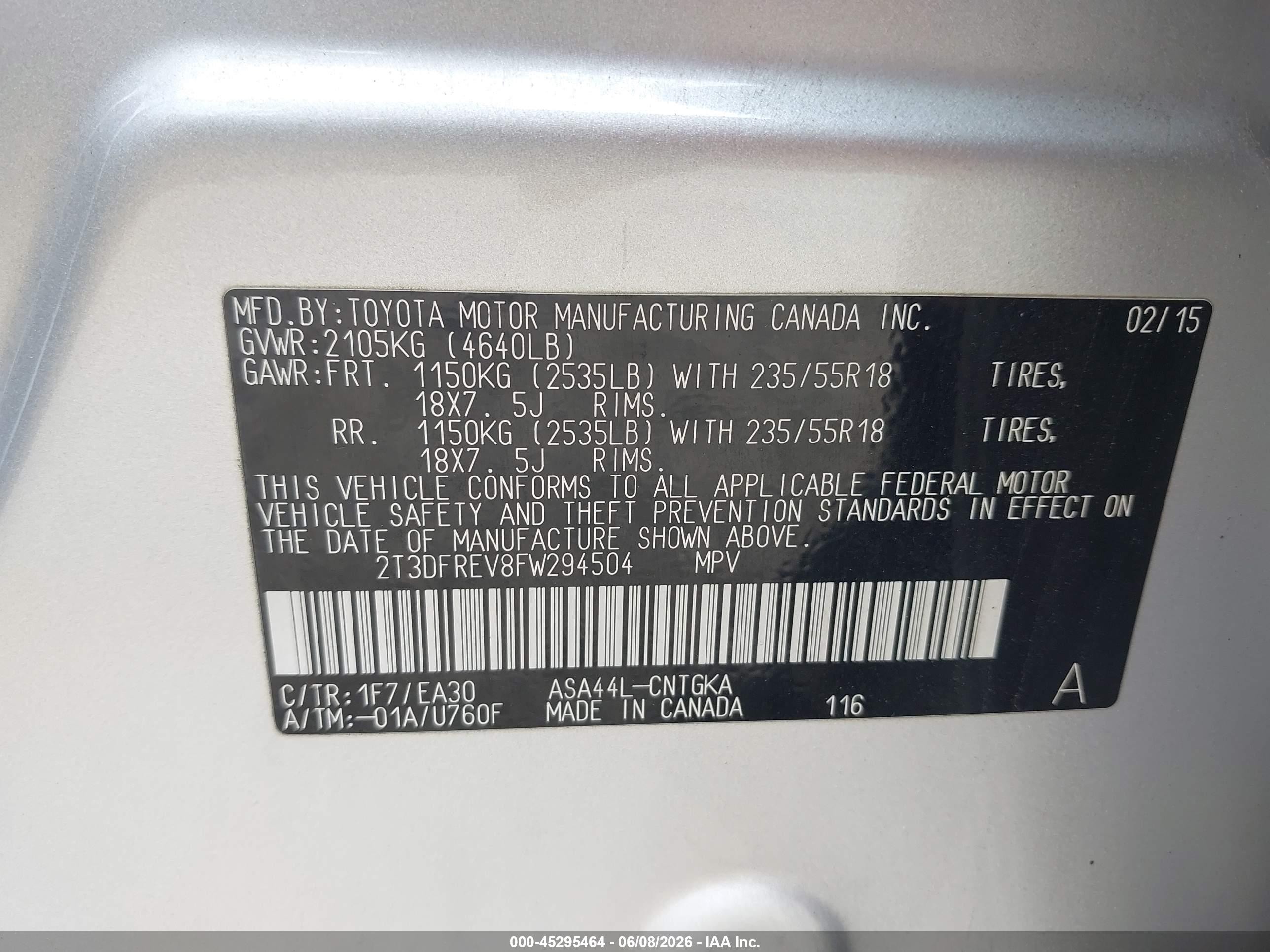 2015 Toyota Rav4 Limited Silver vin: 2T3DFREV8FW294504