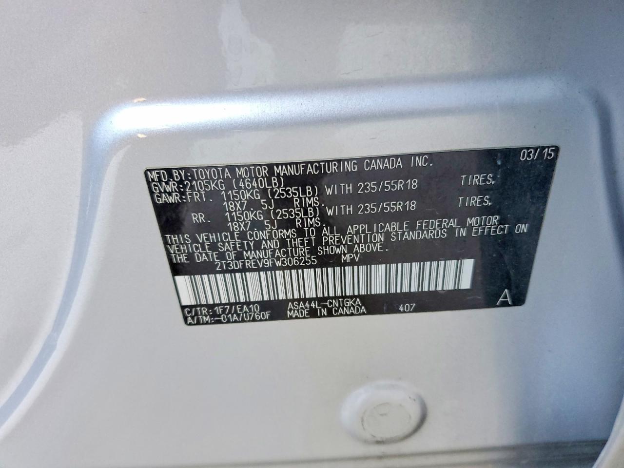 2015 Toyota Rav4 Limited Silver vin: 2T3DFREV9FW306255