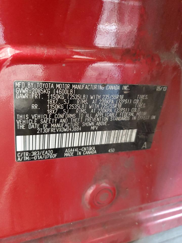 2013 Toyota Rav4 Limited Red vin: 2T3DFREVXDW043884