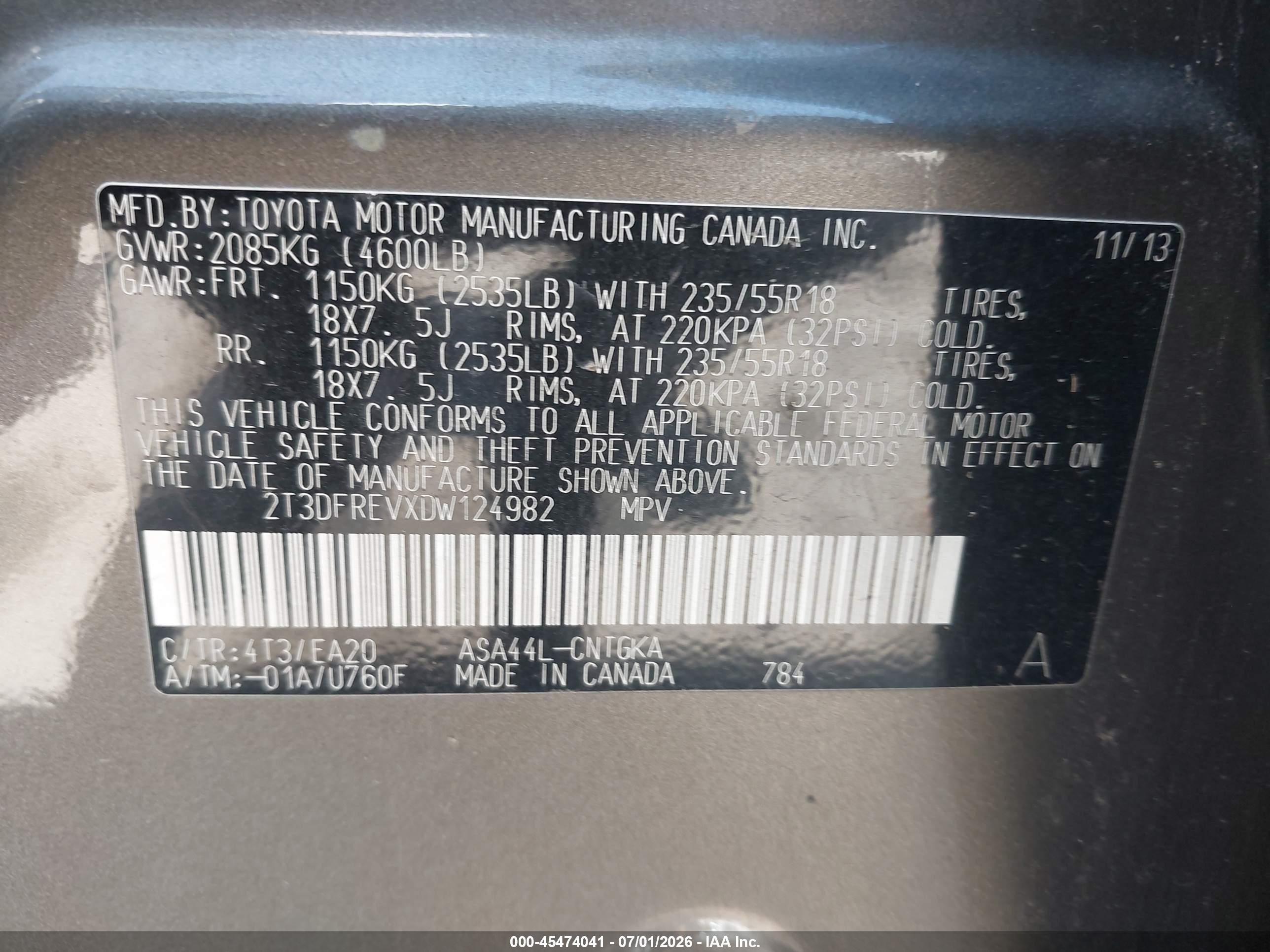 2013 Toyota Rav4 Limited Gray vin: 2T3DFREVXDW124982