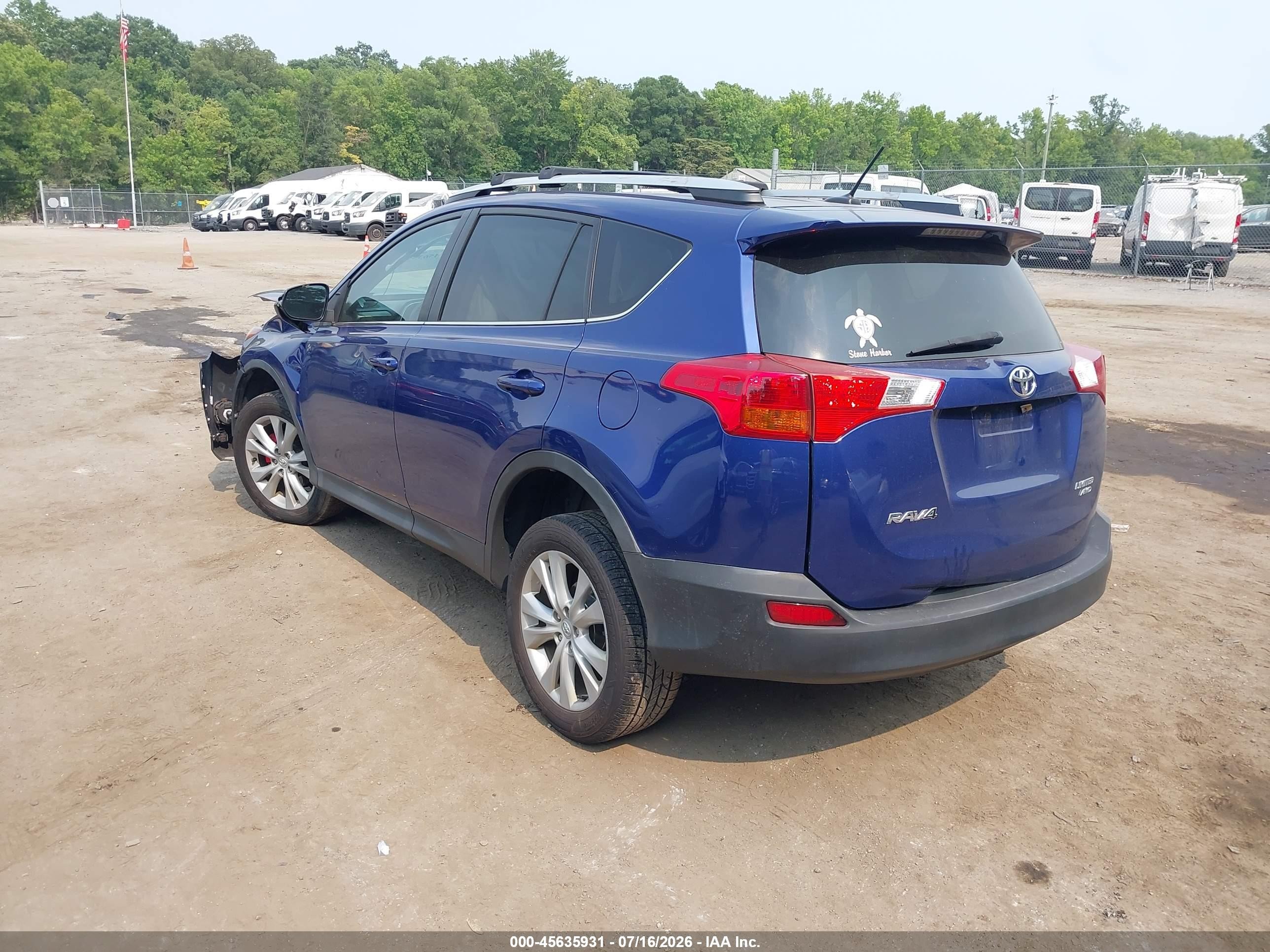 2014 Toyota Rav4 Limited Blue vin: 2T3DFREVXEW150399