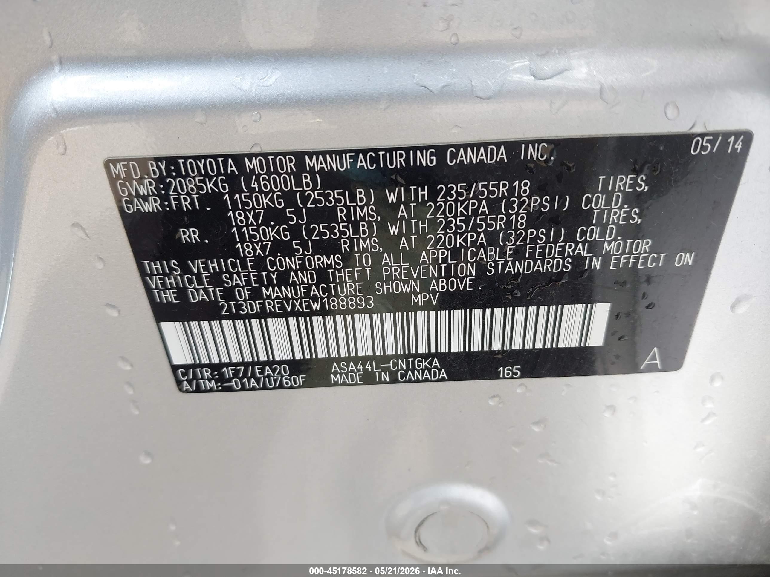2014 Toyota Rav4 Limited Silver vin: 2T3DFREVXEW188893
