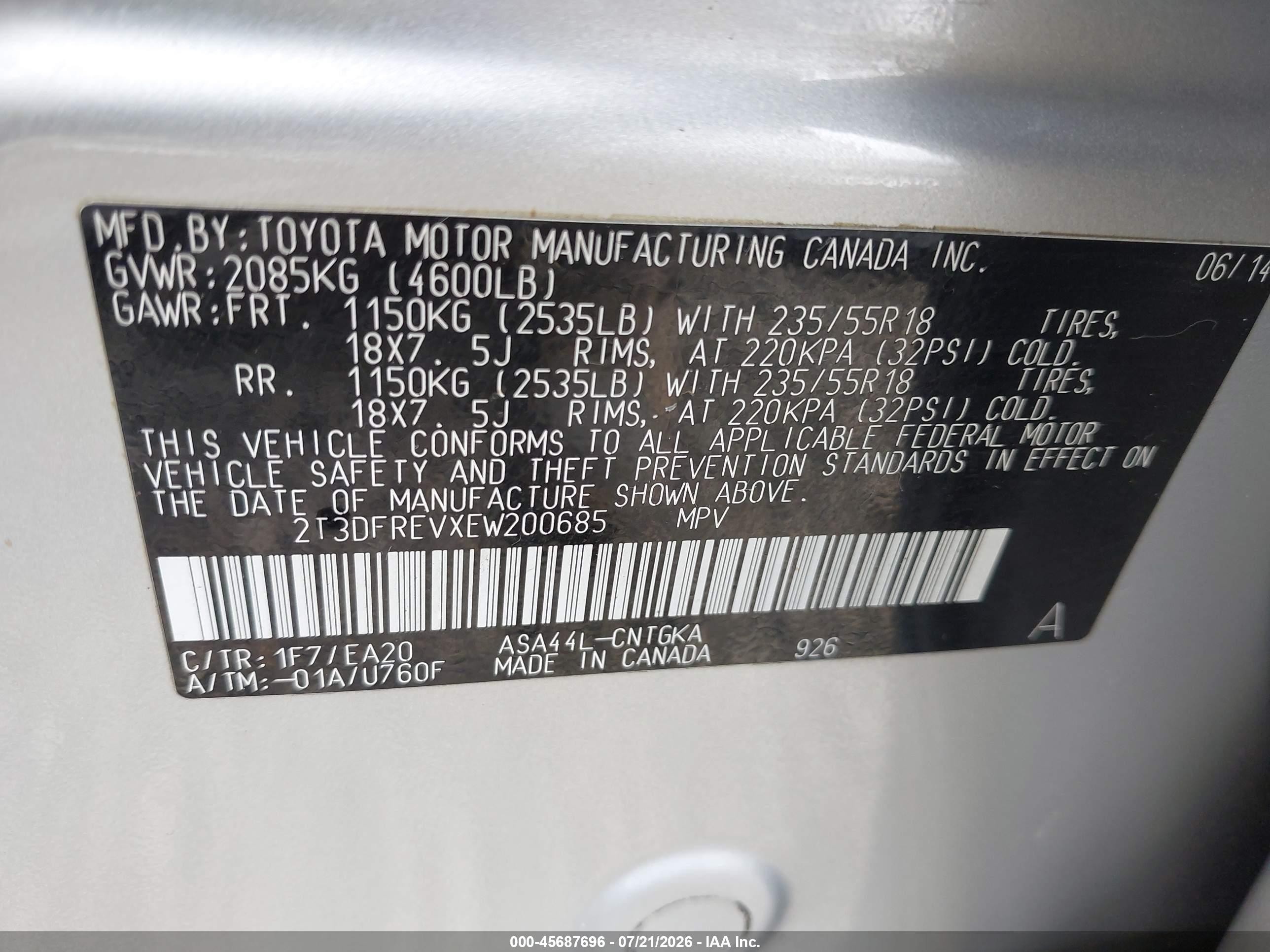 2014 Toyota Rav4 Limited Silver vin: 2T3DFREVXEW200685