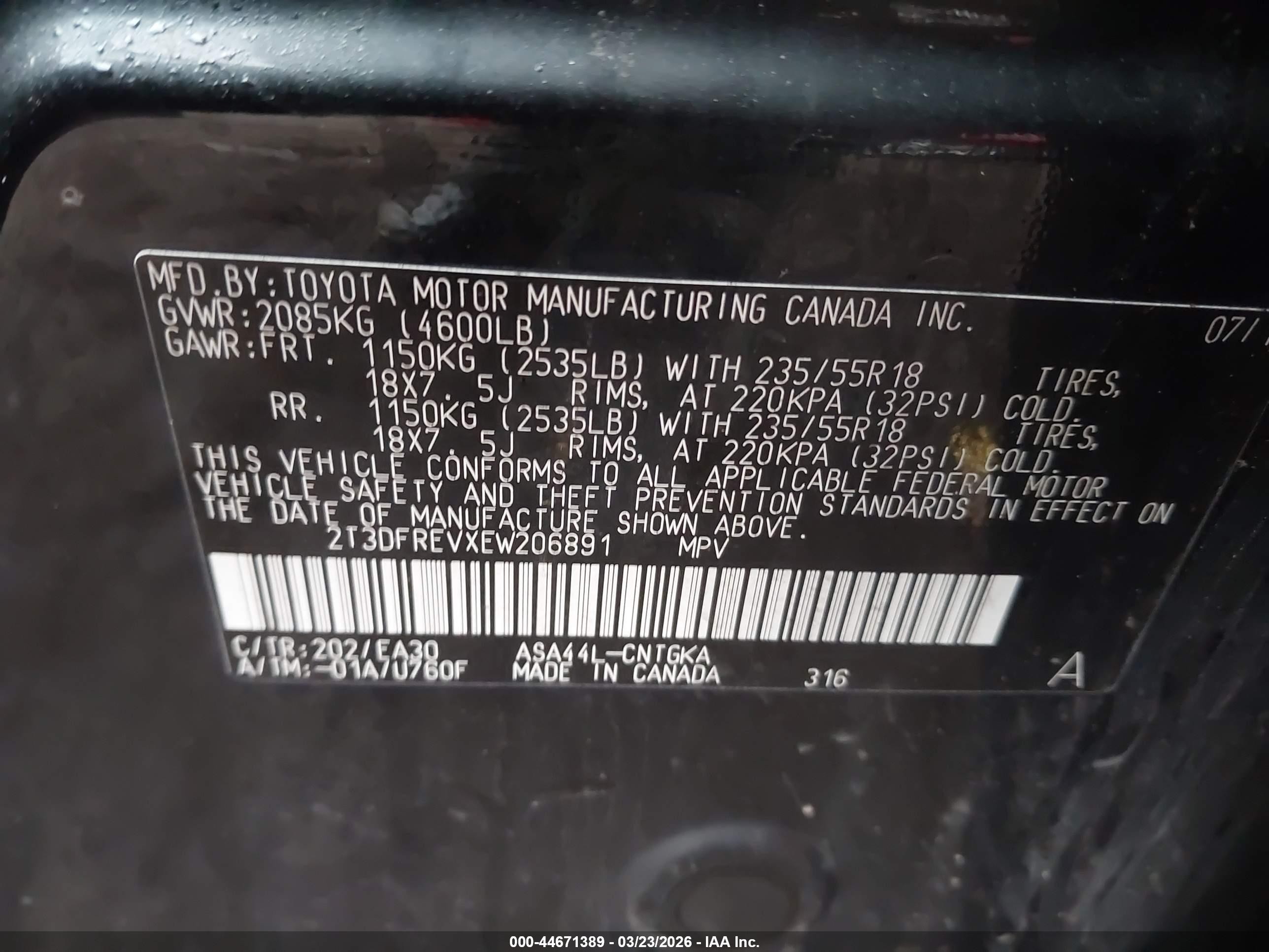 2014 Toyota Rav4 Limited Black vin: 2T3DFREVXEW206891