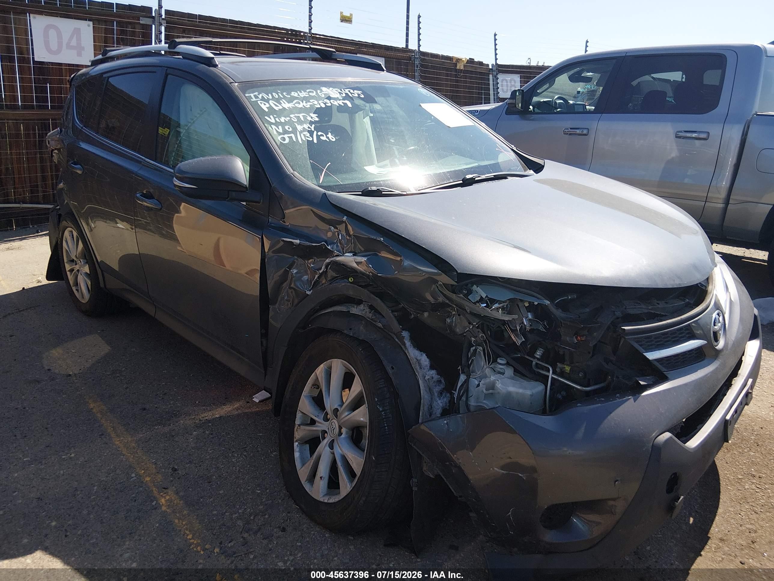 2015 Toyota Rav4 Limited Серый vin: 2T3DFREVXFW245725