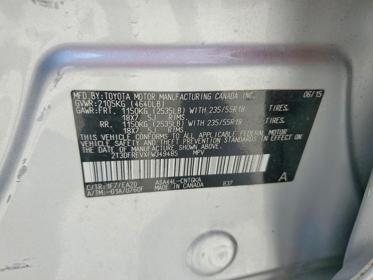 2015 Toyota Rav4 Limited Silver vin: 2T3DFREVXFW349485