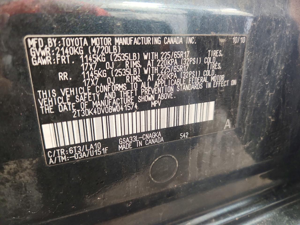 2011 Toyota Rav4 Limited Blue vin: 2T3DK4DV0BW041574