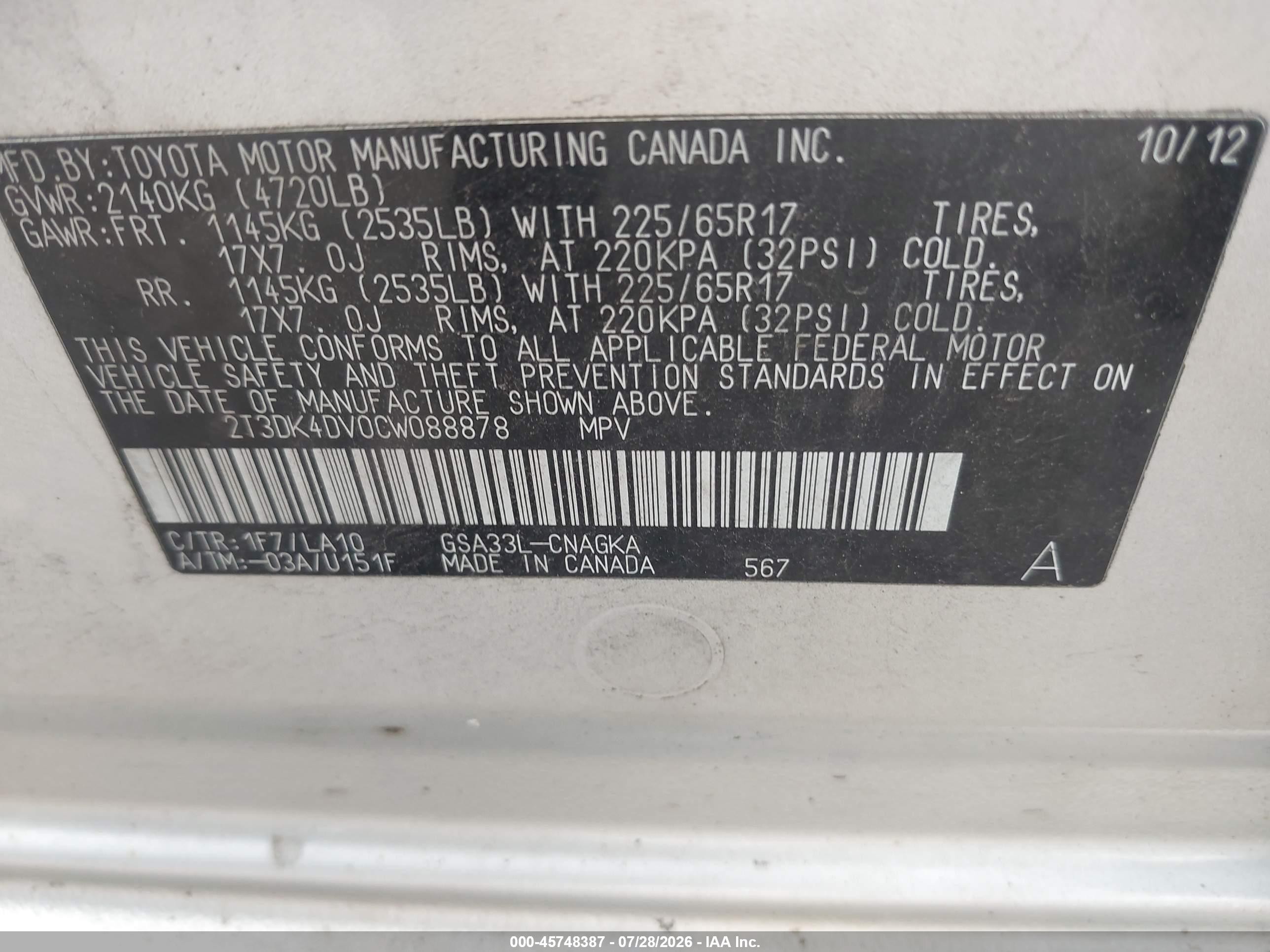 2012 Toyota Rav4 Limited V6 Silver vin: 2T3DK4DV0CW088878