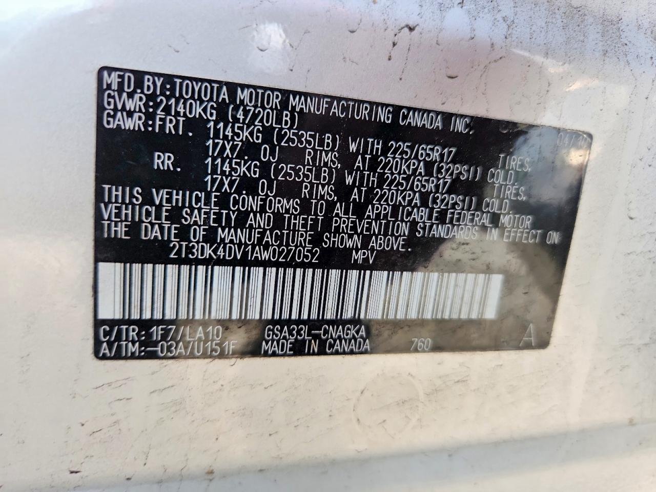 2010 Toyota Rav4 Limited Silver vin: 2T3DK4DV1AW027052