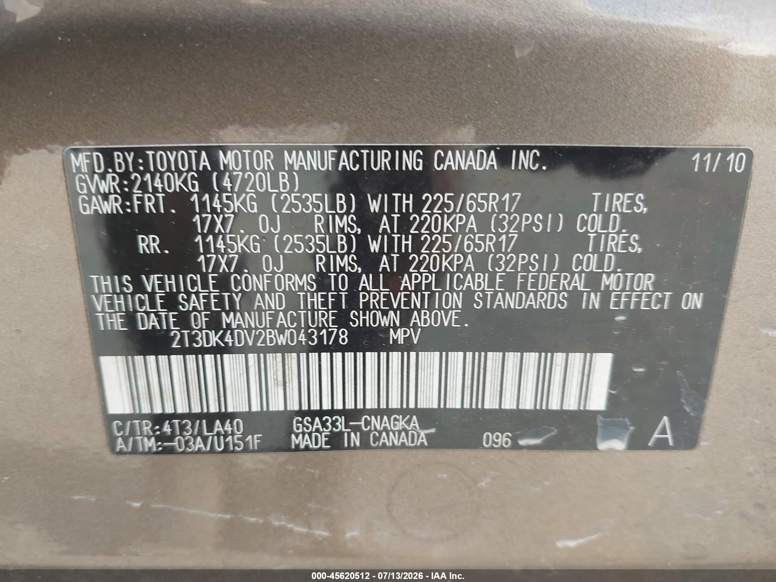 2011 Toyota Rav4 Limited V6 Gray vin: 2T3DK4DV2BW043178