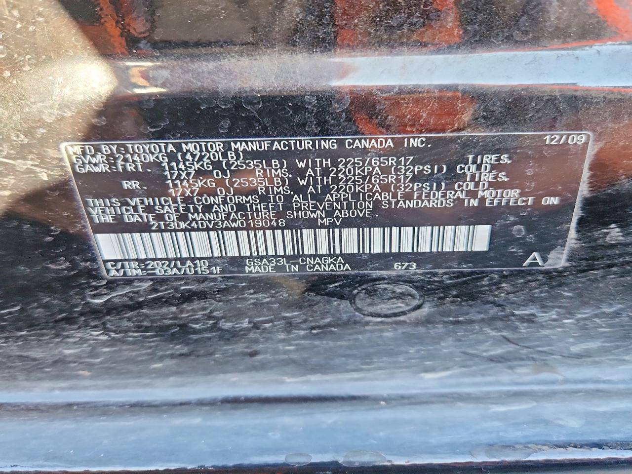 2010 Toyota Rav4 Limited Black vin: 2T3DK4DV3AW019048