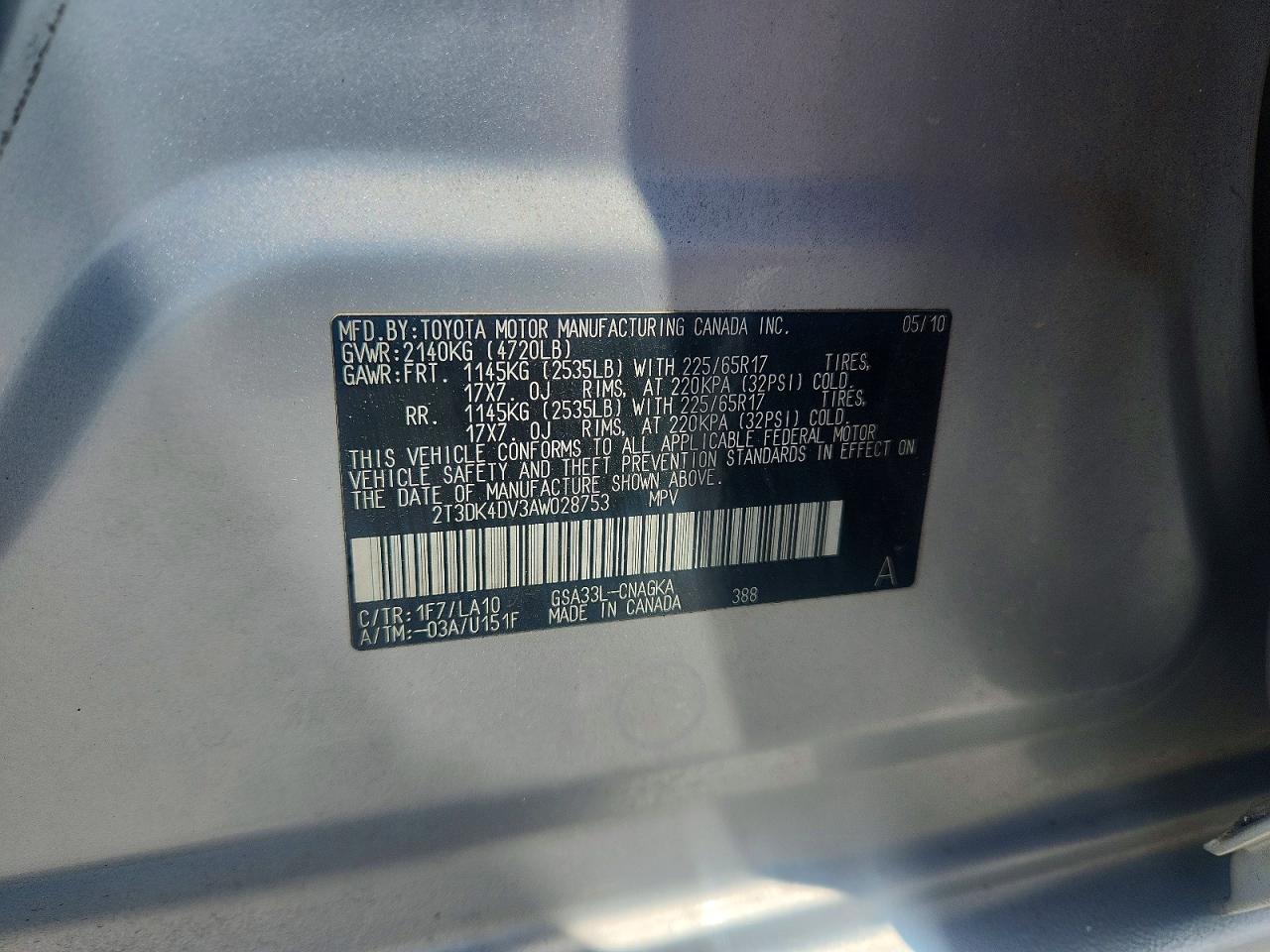 2010 Toyota Rav4 Limited Silver vin: 2T3DK4DV3AW028753
