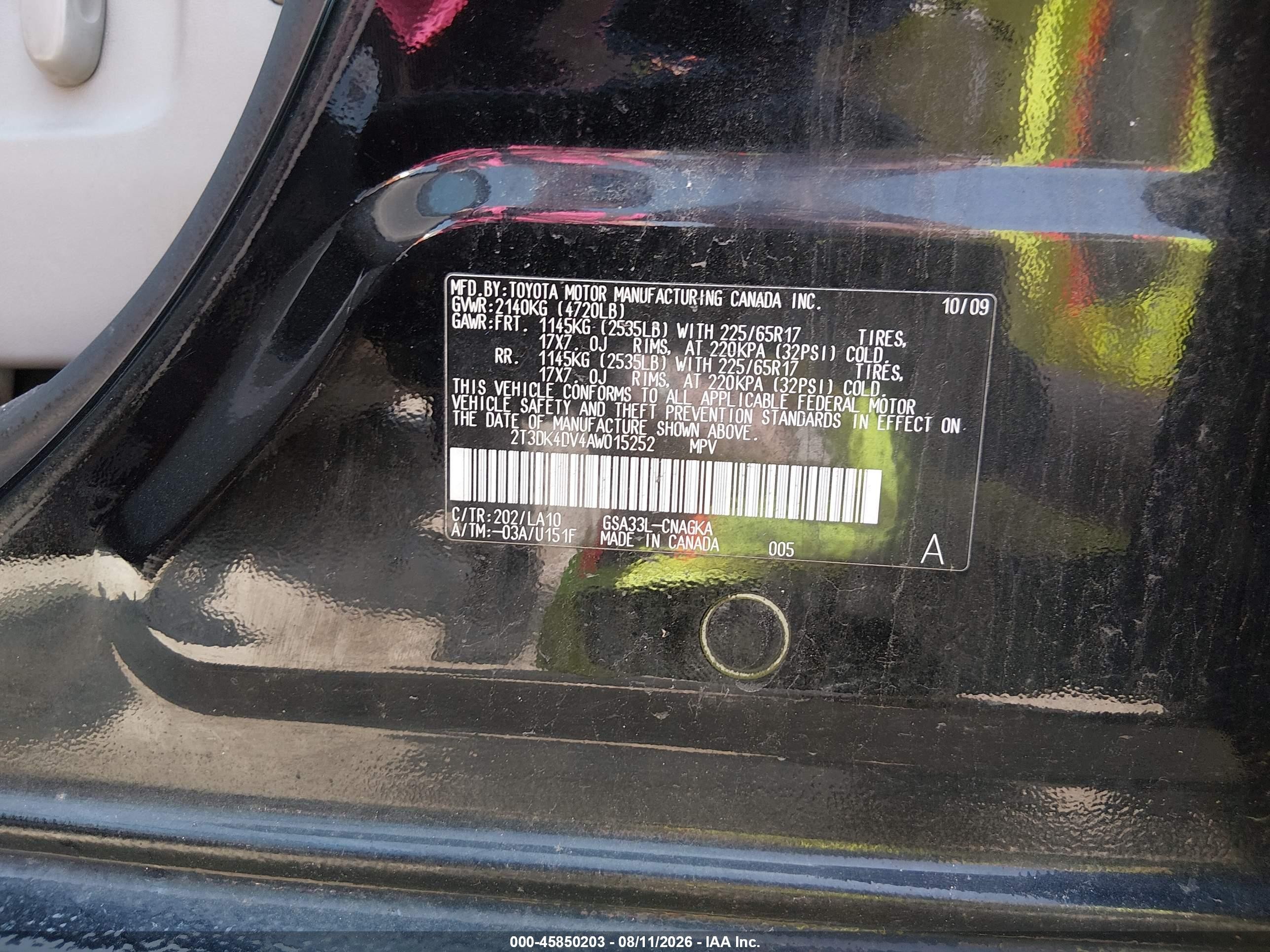2010 Toyota Rav4 Limited V6 Black vin: 2T3DK4DV4AW015252