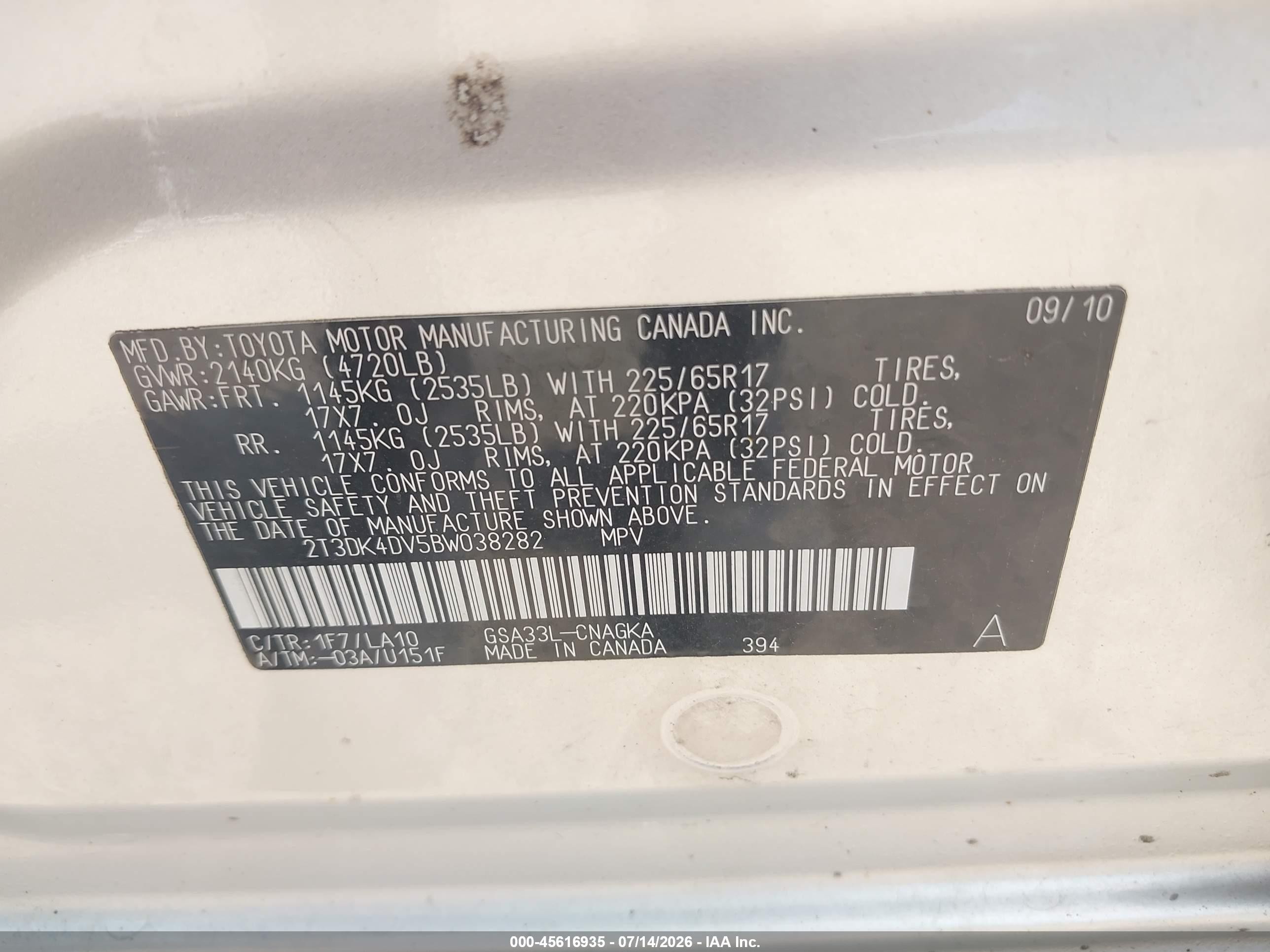 2011 Toyota Rav4 Limited V6 Серебряный vin: 2T3DK4DV5BW038282