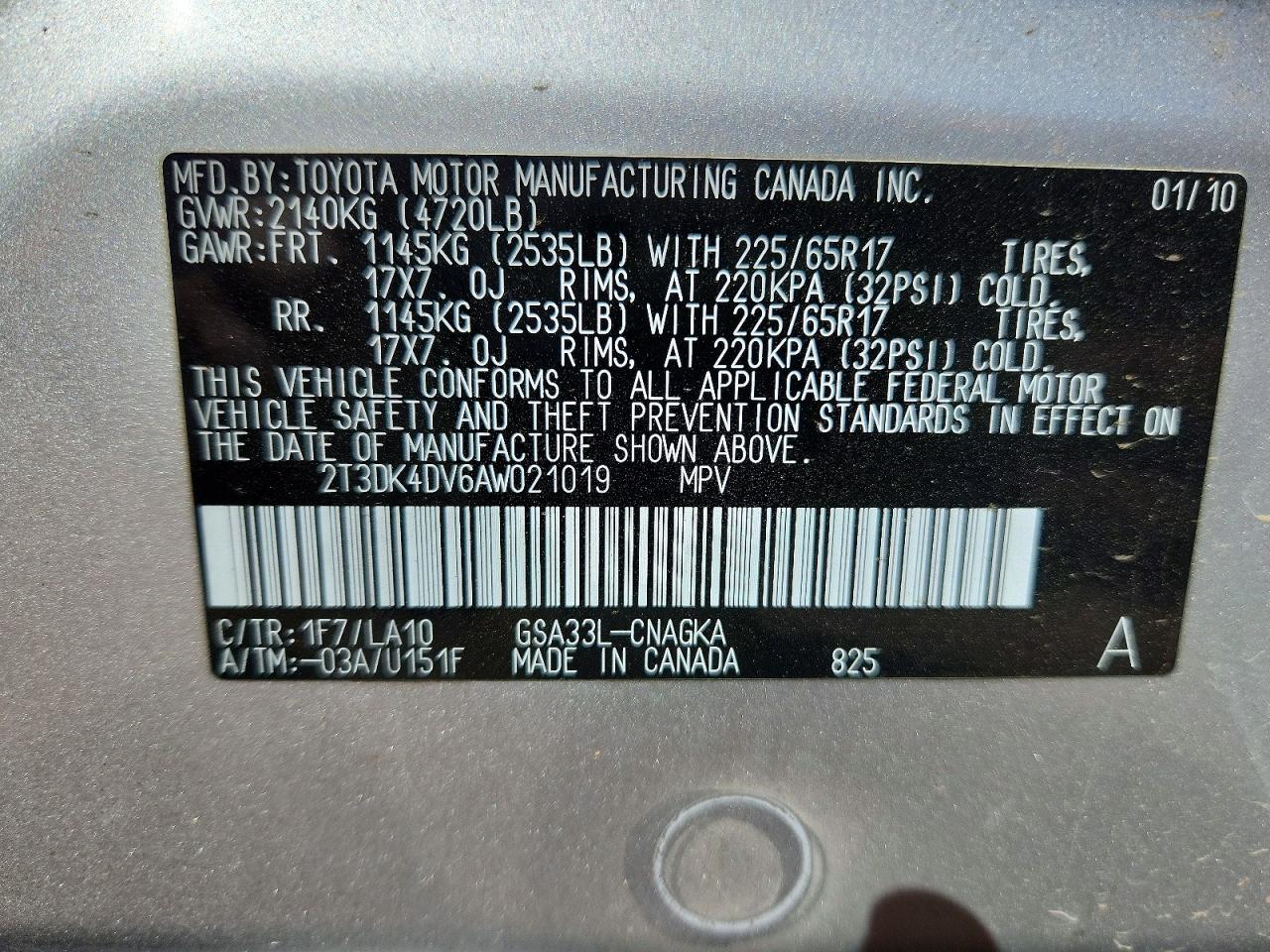 2010 Toyota Rav4 Limited Silver vin: 2T3DK4DV6AW021019