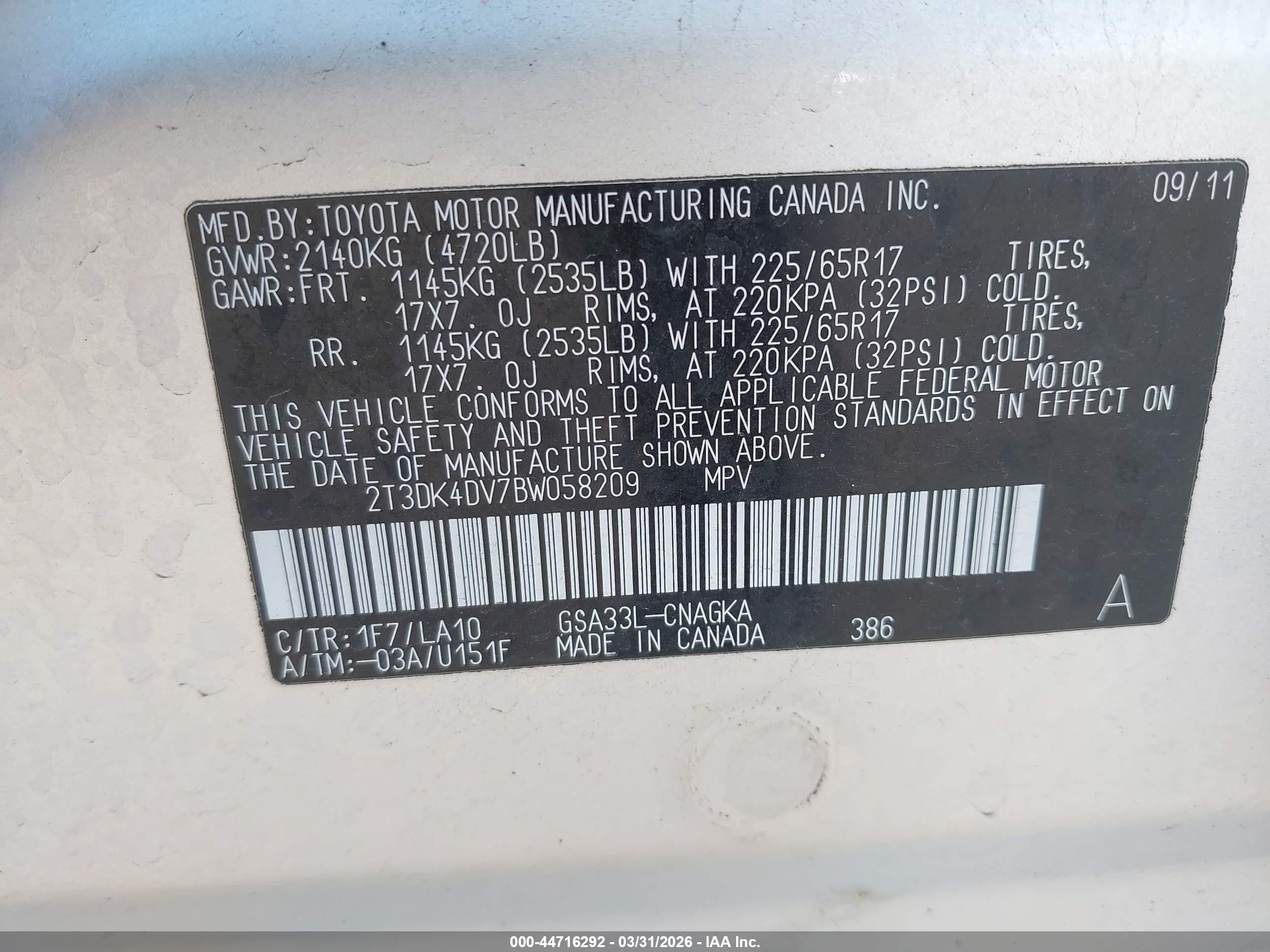 2011 Toyota Rav4 Limited V6 Silver vin: 2T3DK4DV7BW058209