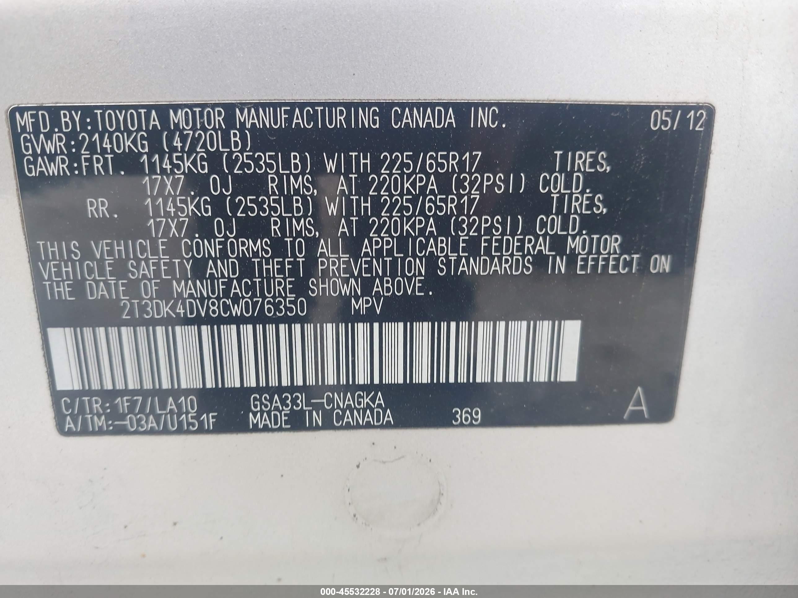 2012 Toyota Rav4 Limited V6 Silver vin: 2T3DK4DV8CW076350