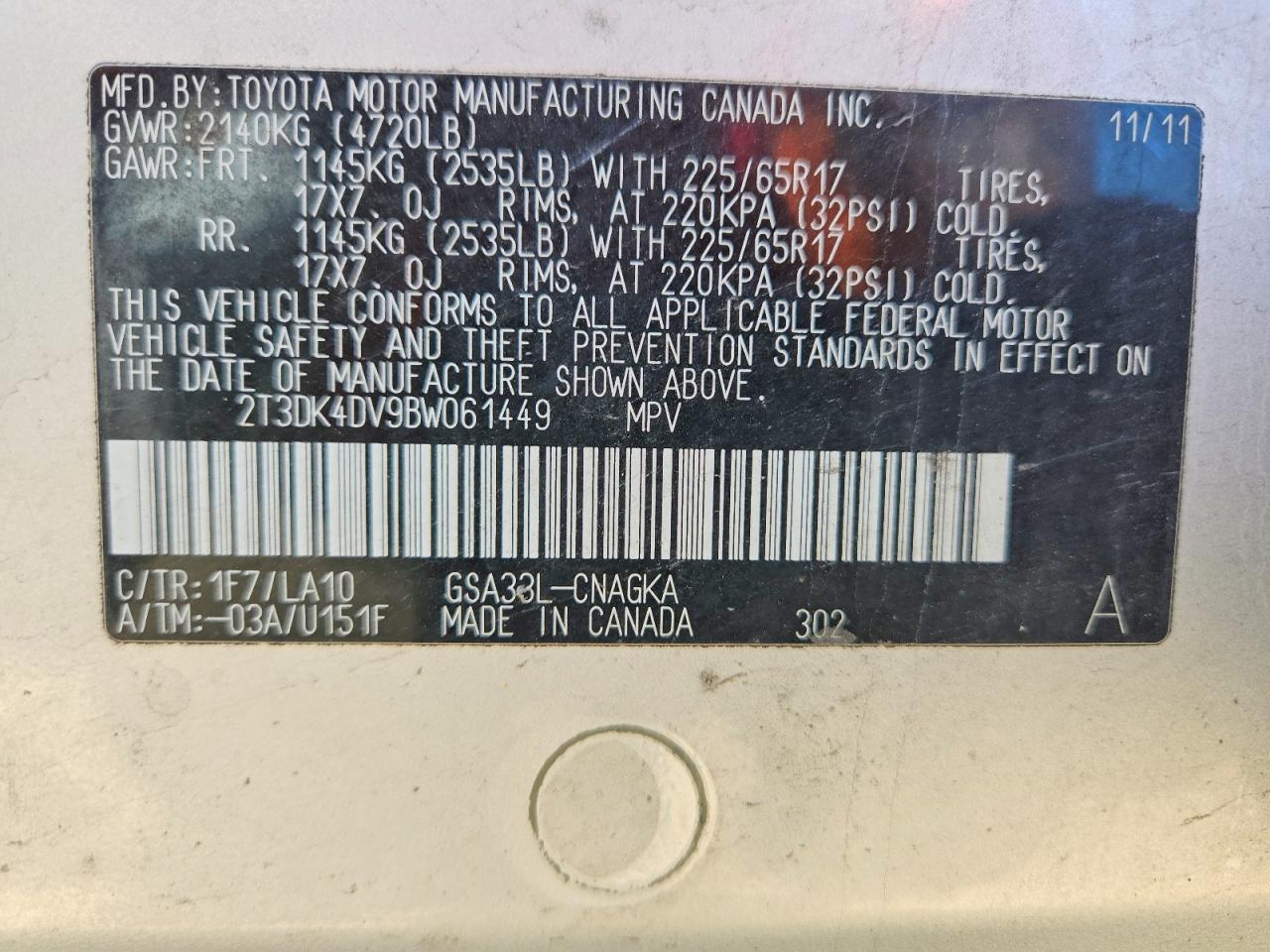 2011 Toyota Rav4 Limited Silver vin: 2T3DK4DV9BW061449