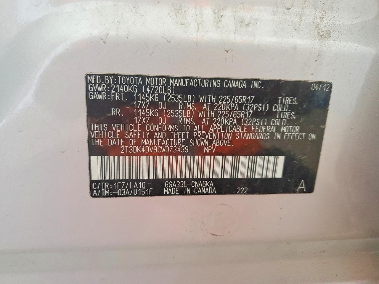 2012 Toyota Rav4 Silver vin: 2T3DK4DV9CW073439