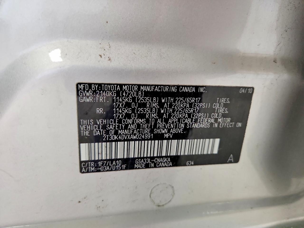 2010 Toyota Rav4 Limited Silver vin: 2T3DK4DVXAW024991