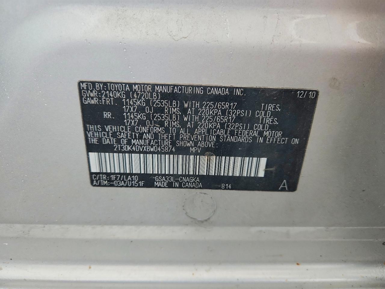 2011 Toyota Rav4 Limited Silver vin: 2T3DK4DVXBW045874