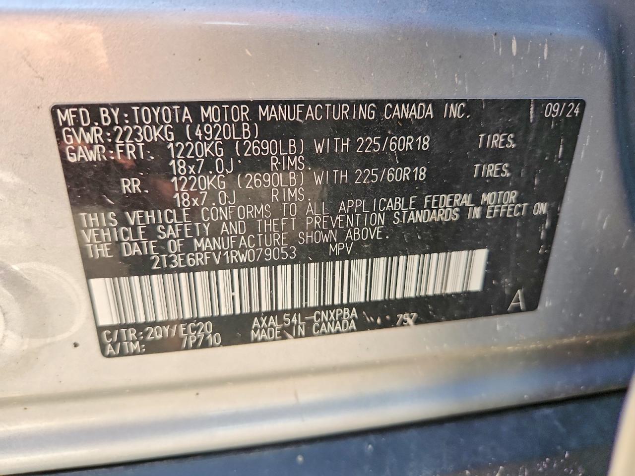 2024 Toyota Rav 4 Silver vin: 2T3E6RFV1RW079053