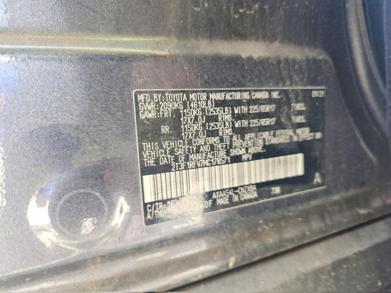 2021 Toyota Rav4 Le Gray vin: 2T3F1RFV7MC178571