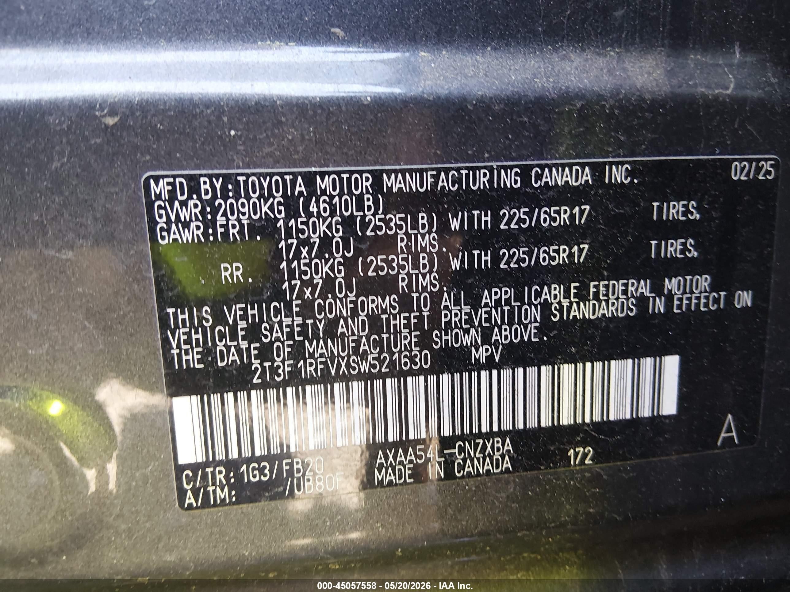 2025 Toyota Rav4 Le Gray vin: 2T3F1RFVXSW521630