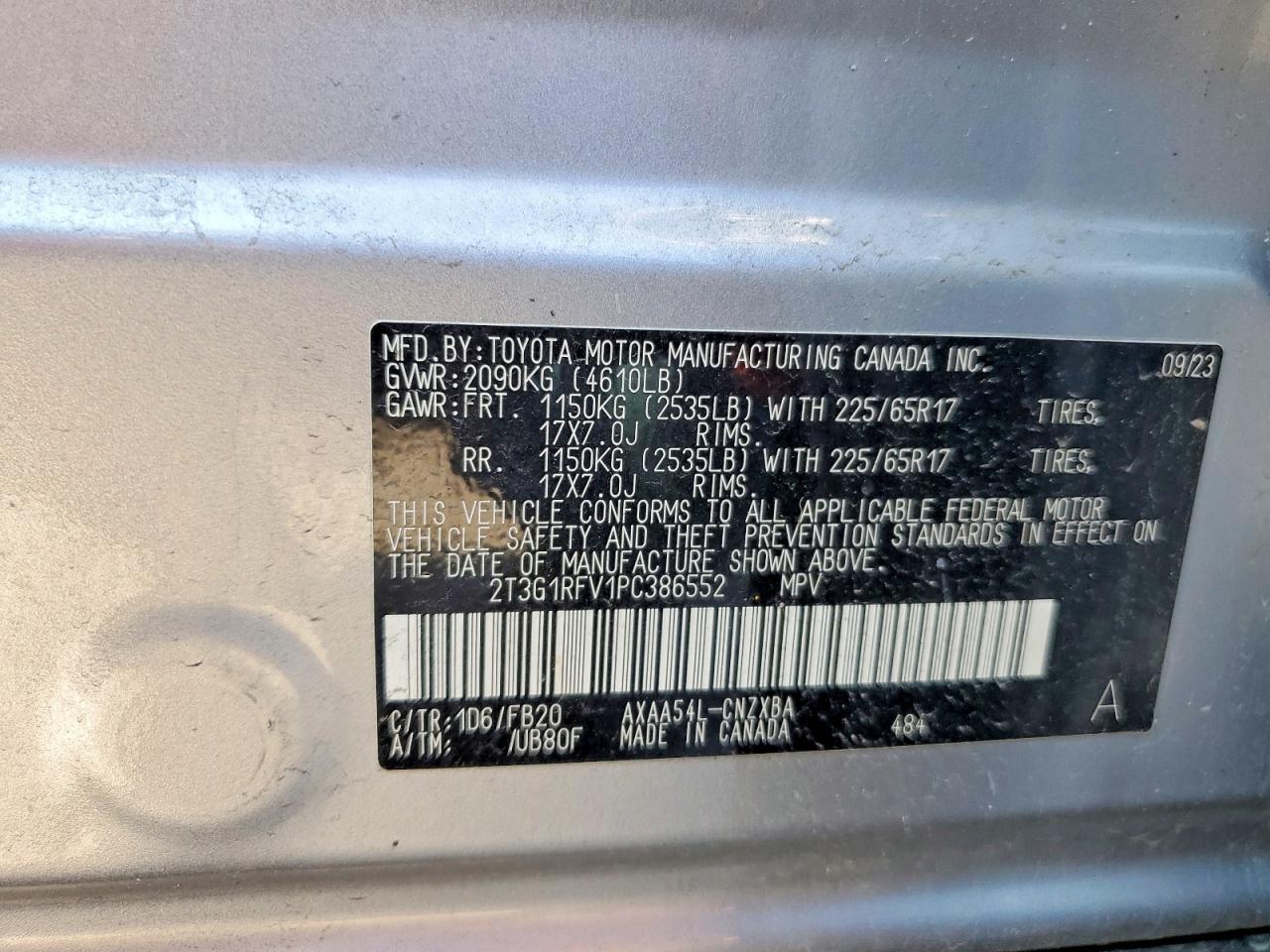 2023 Toyota Rav4 Le Silver vin: 2T3G1RFV1PC386552