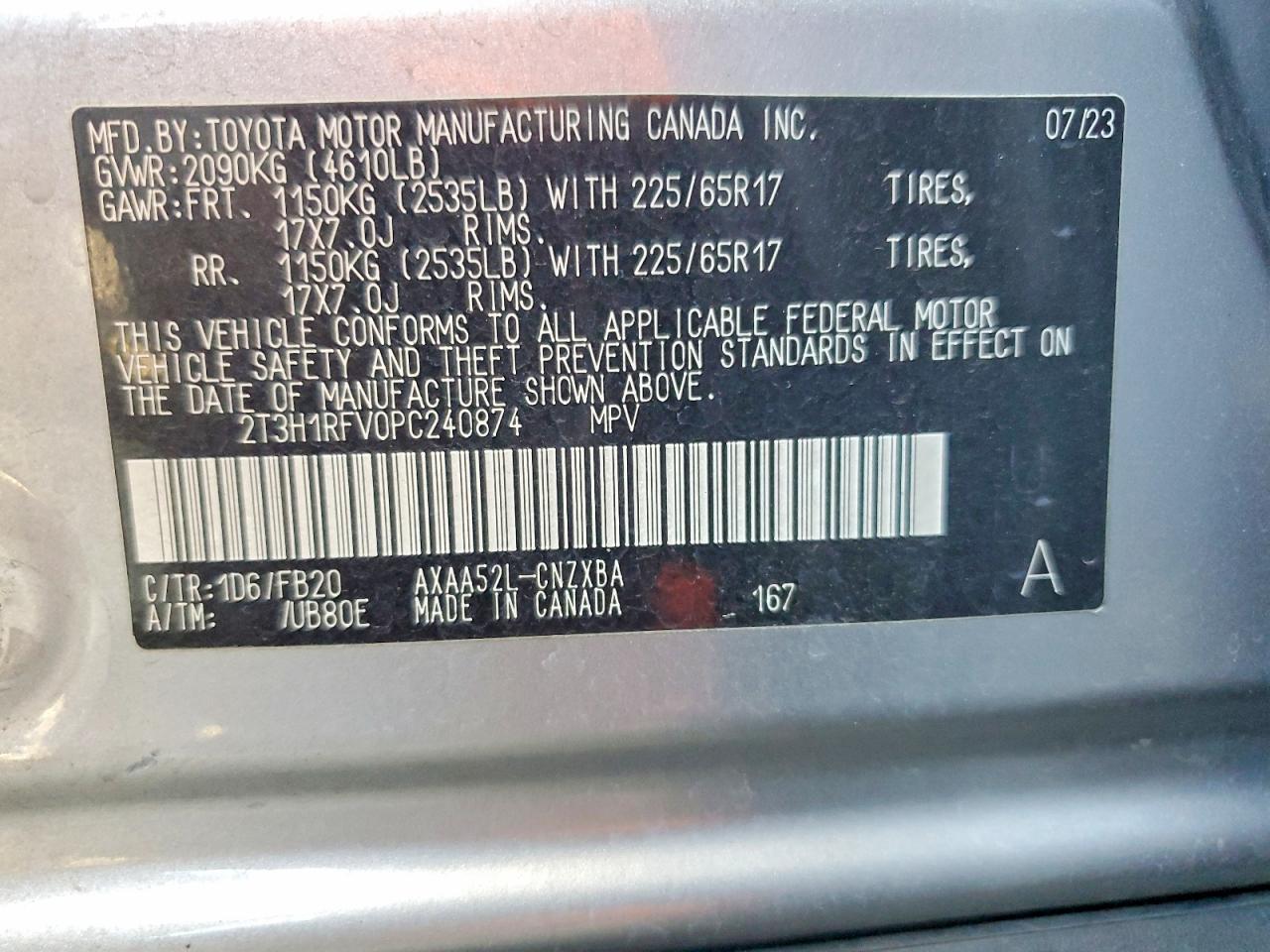 2023 Toyota Rav4 Le Silver vin: 2T3H1RFV0PC240874