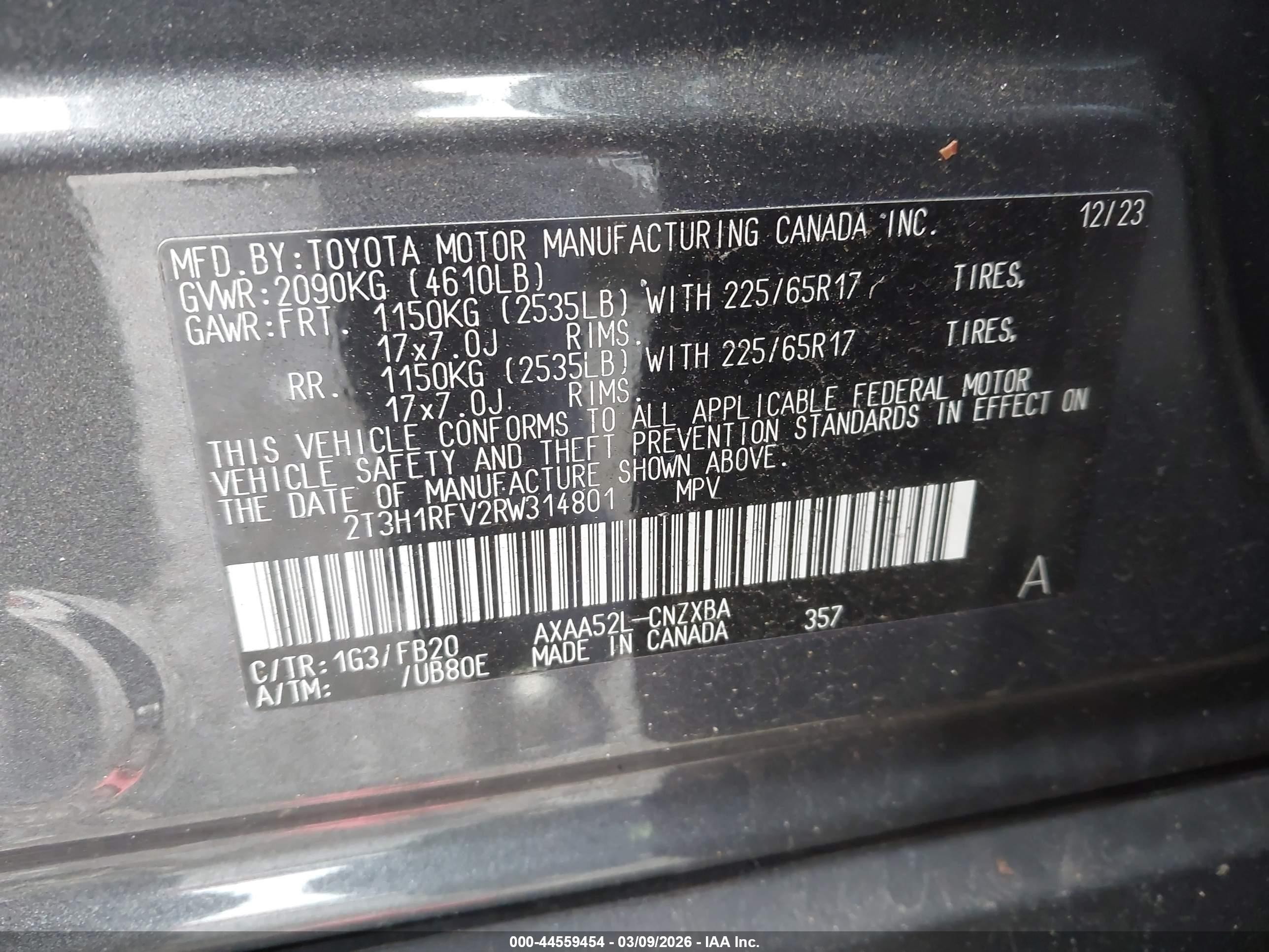 2024 Toyota Rav4 Le Gray vin: 2T3H1RFV2RW314801