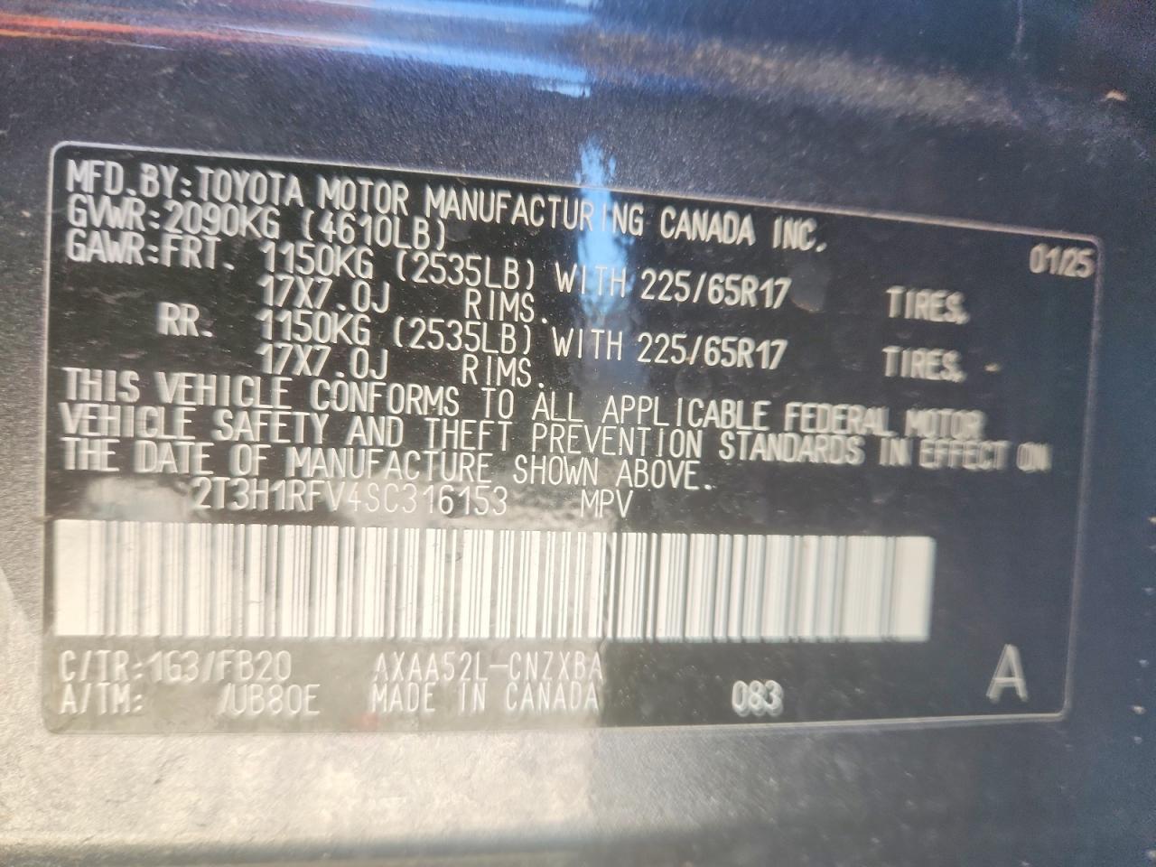 2025 Toyota Rav4 Le Gray vin: 2T3H1RFV4SC316153
