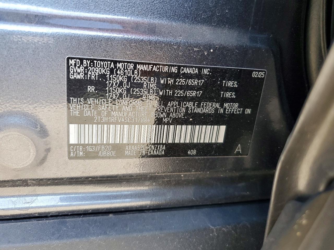 2025 Toyota Rav4 Le Gray vin: 2T3H1RFV4SC317884