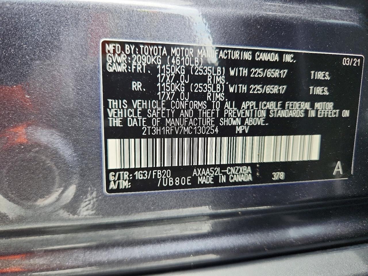 2021 Toyota Rav4 Le Gray vin: 2T3H1RFV7MC130254