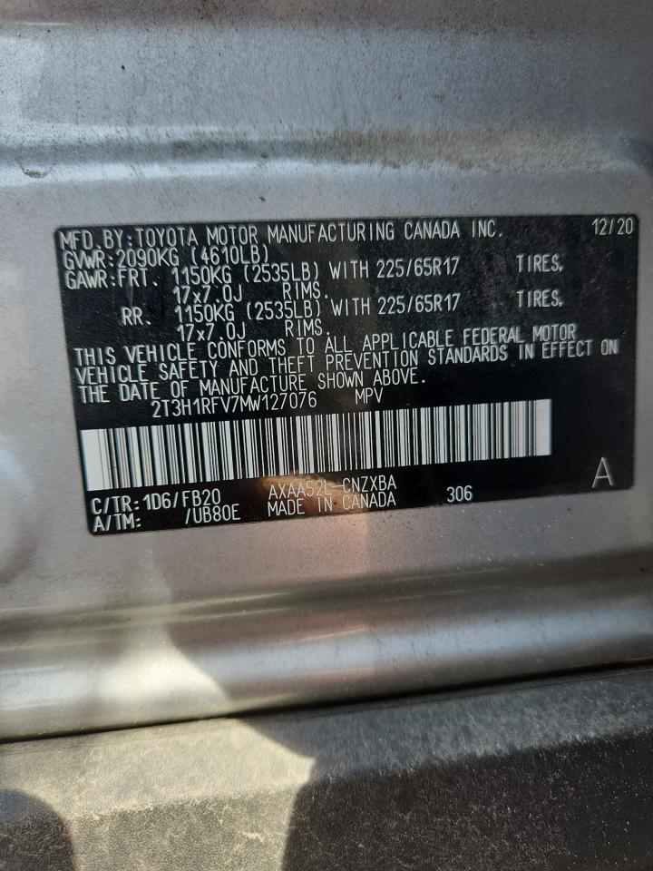 2021 Toyota Rav4 Le Серебряный vin: 2T3H1RFV7MW127076