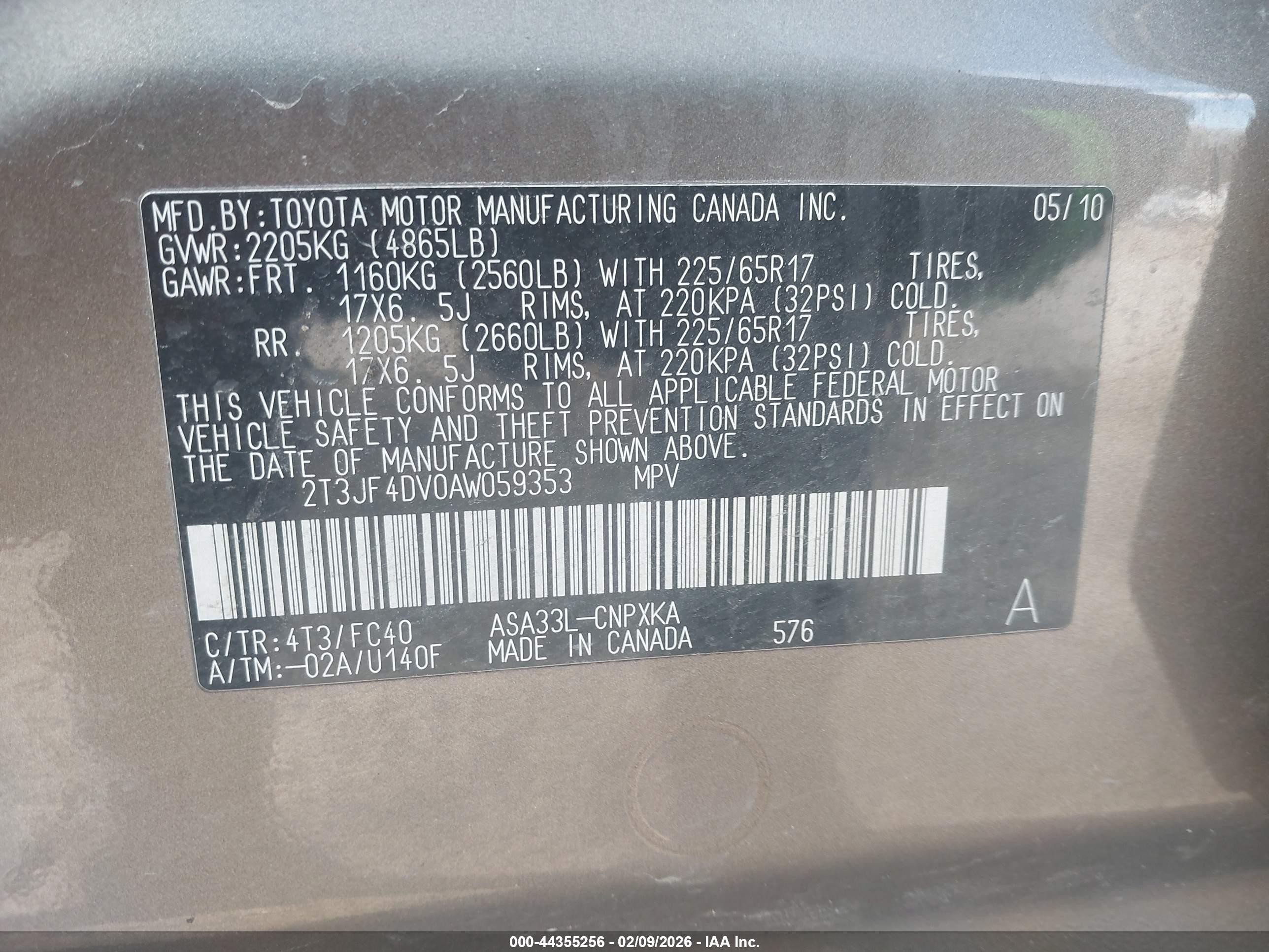 2010 Toyota Rav4   Dark Brown vin: 2T3JF4DV0AW059353