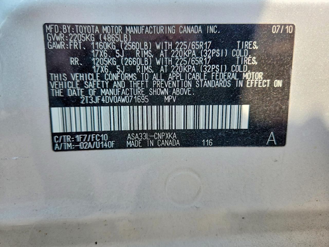 2010 Toyota Rav4 Base Silver vin: 2T3JF4DV0AW071695