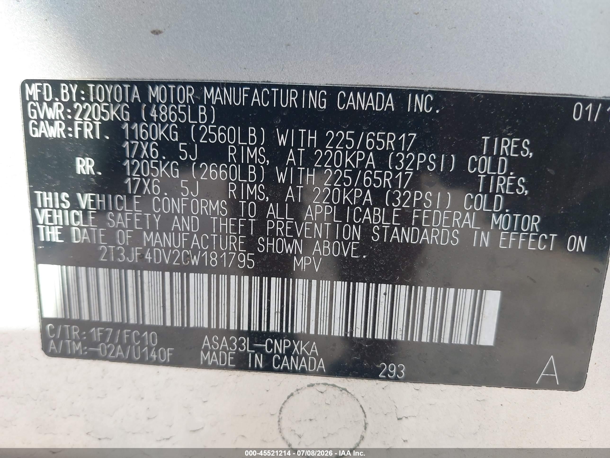 2012 Toyota Rav4   Silver vin: 2T3JF4DV2CW181795