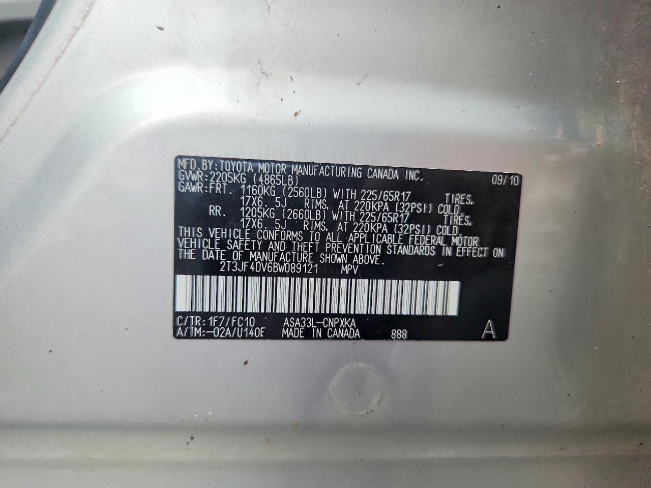 2011 Toyota Rav4 Base Silver vin: 2T3JF4DV6BW089121