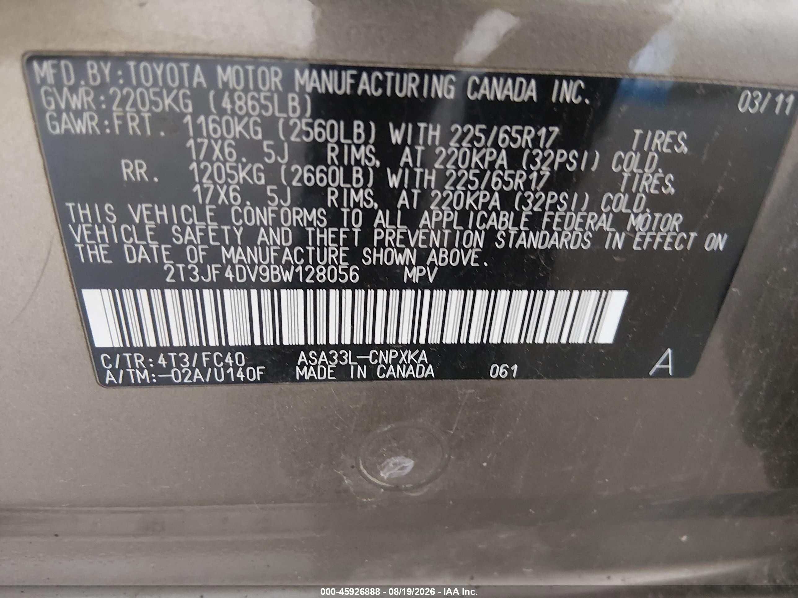 2011 Toyota Rav4 Brown vin: 2T3JF4DV9BW128056