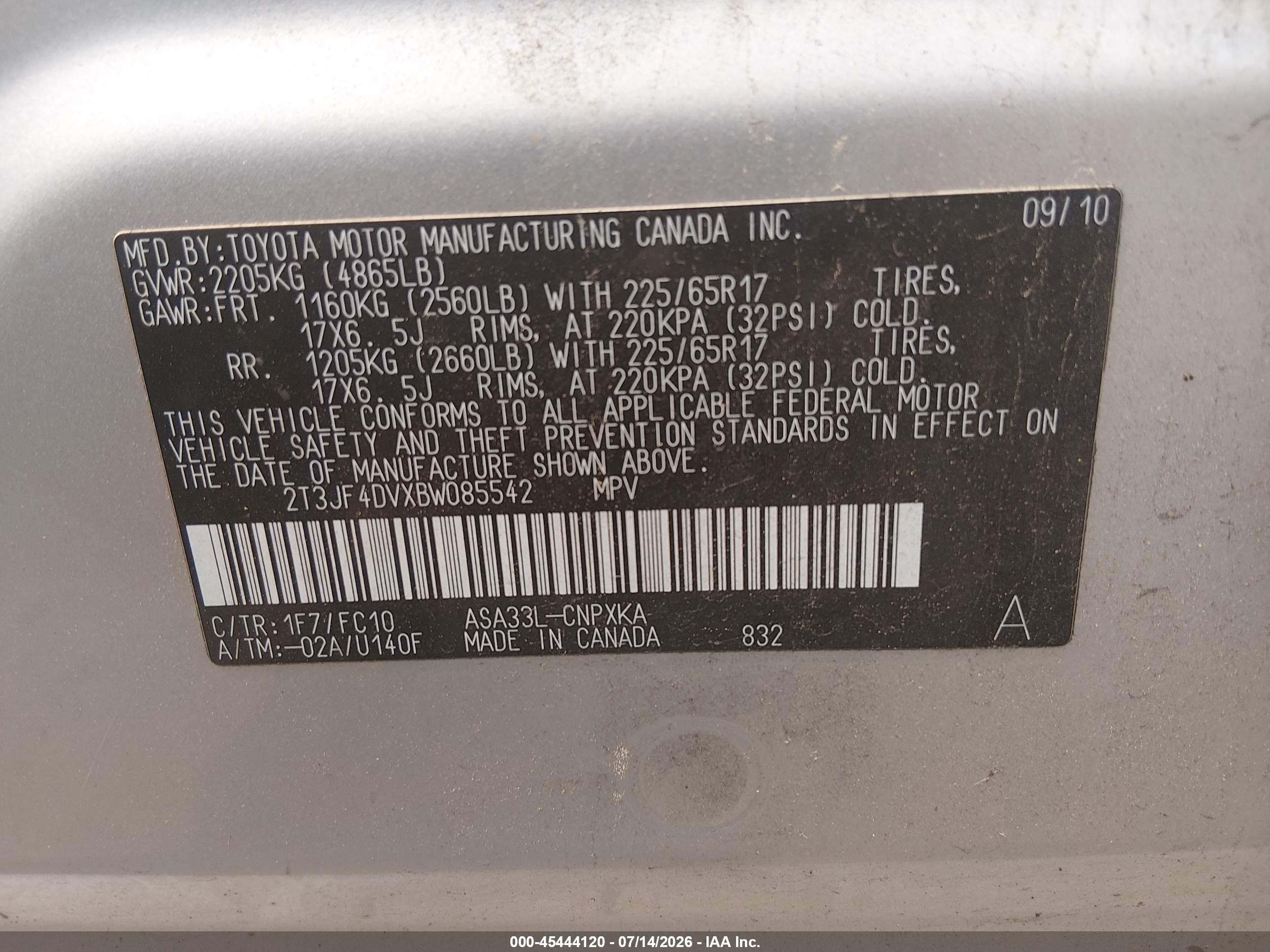 2011 Toyota Rav4 Silver vin: 2T3JF4DVXBW085542