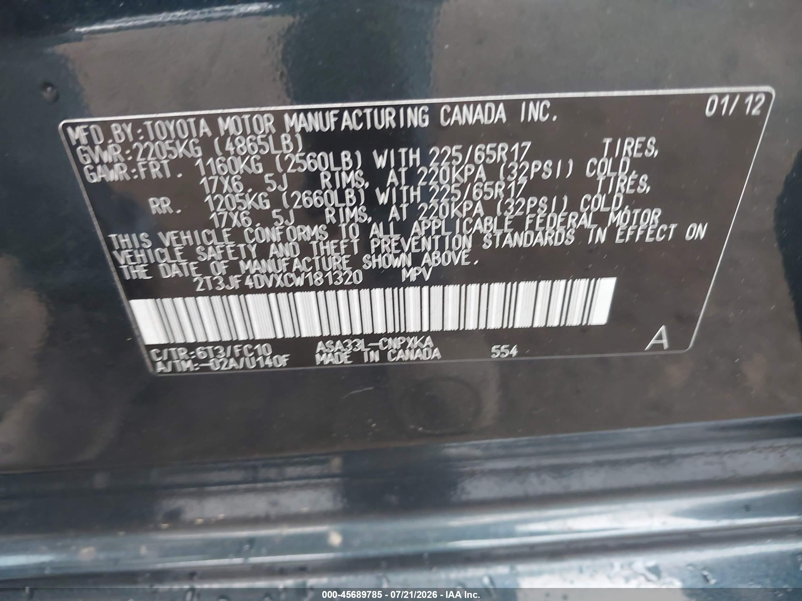 2012 Toyota Rav4   Зеленый vin: 2T3JF4DVXCW181320