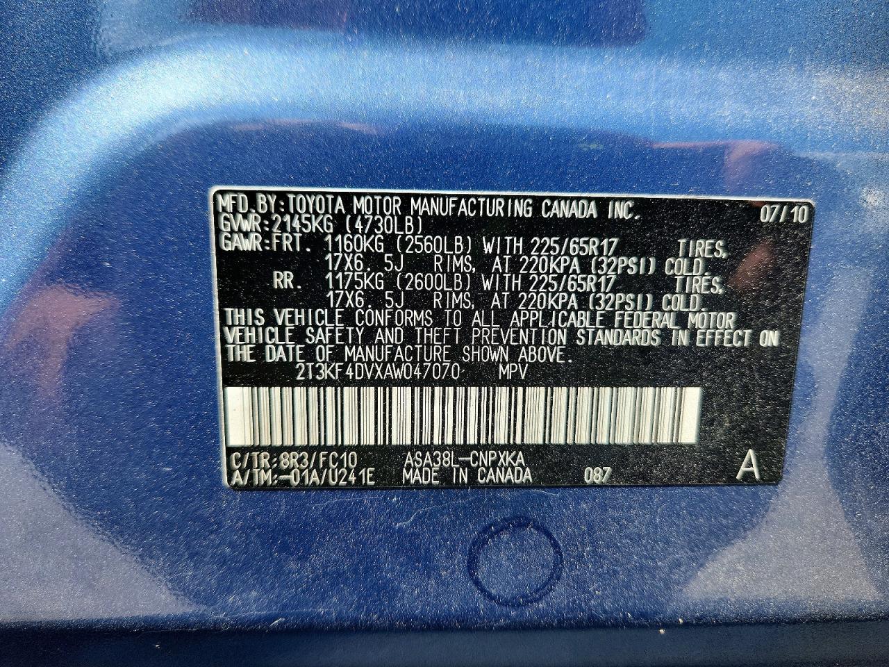 2010 Toyota Rav4 Base Gray vin: 2T3KF4DVXAW047070
