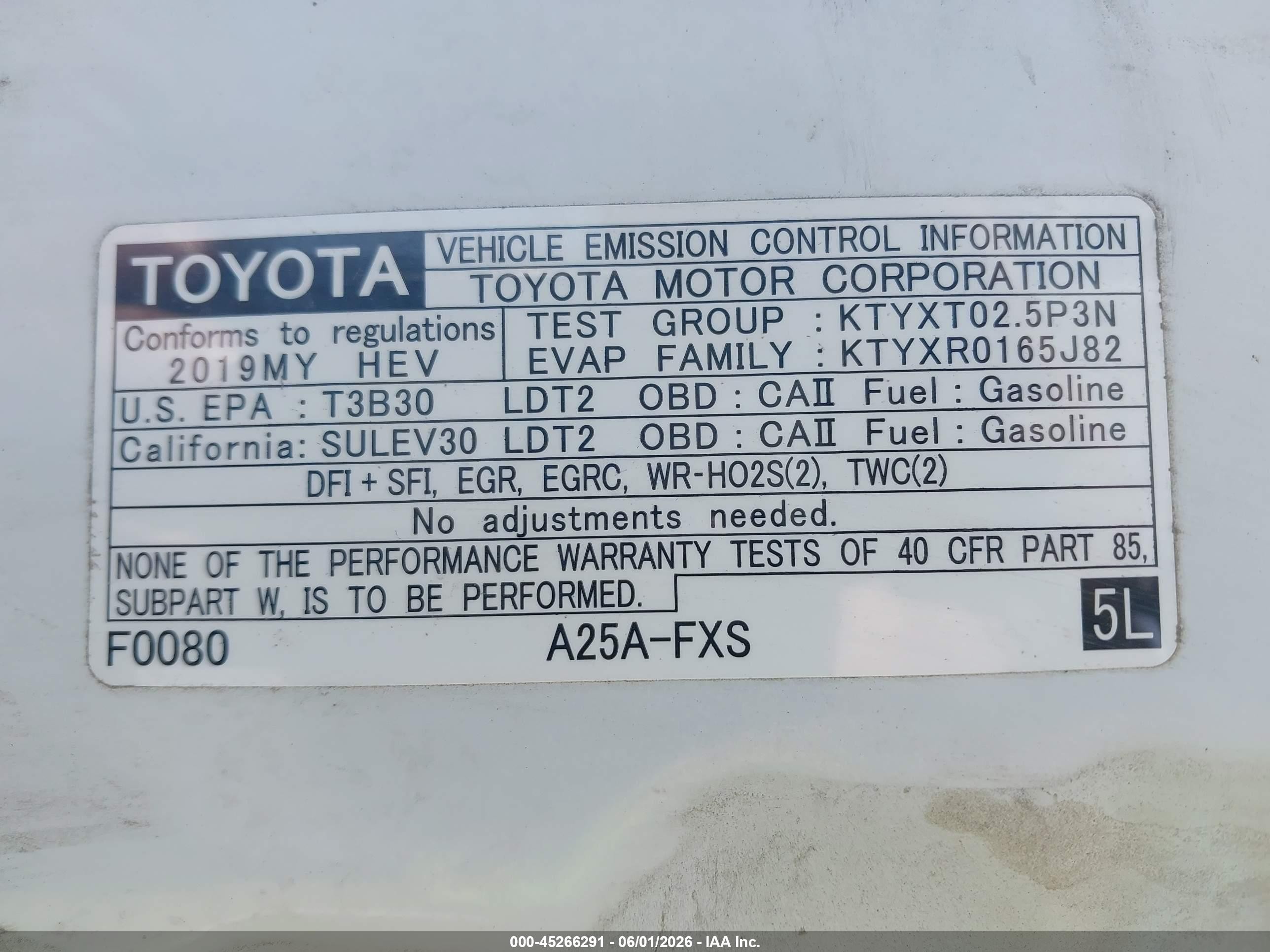 2019 Toyota Rav4 Hybrid Le White vin: 2T3MWRFVXKW036008