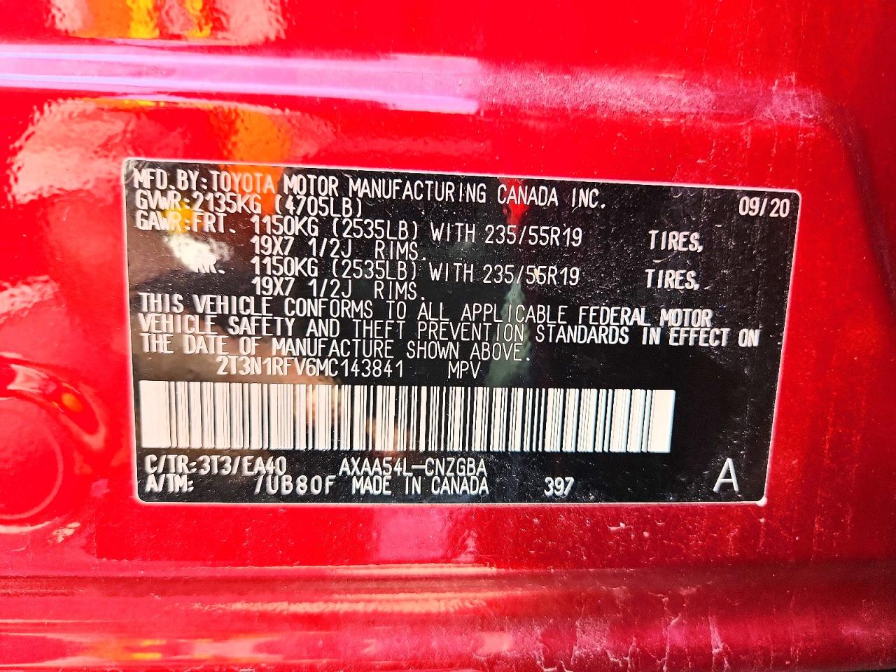 2021 Toyota Rav4 Limited Red vin: 2T3N1RFV6MC143841