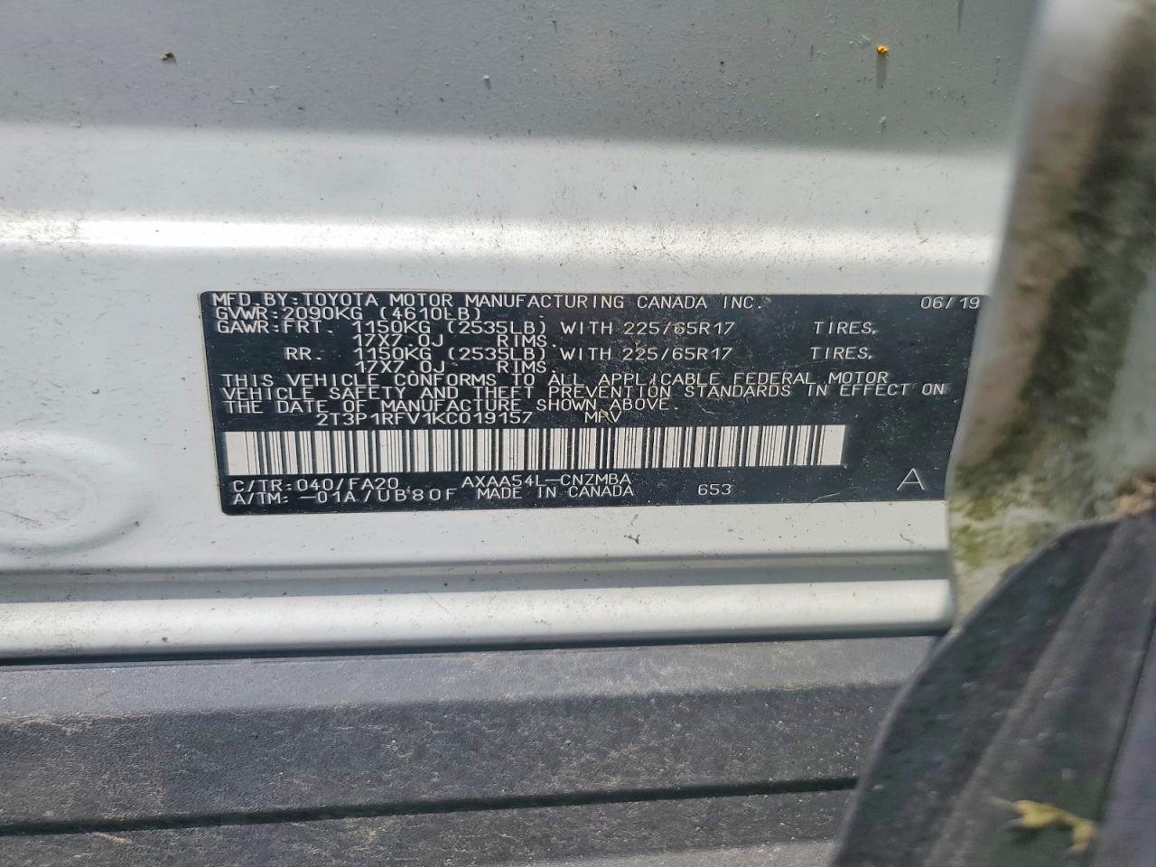 2019 Toyota Rav4 Xle White vin: 2T3P1RFV1KC019157
