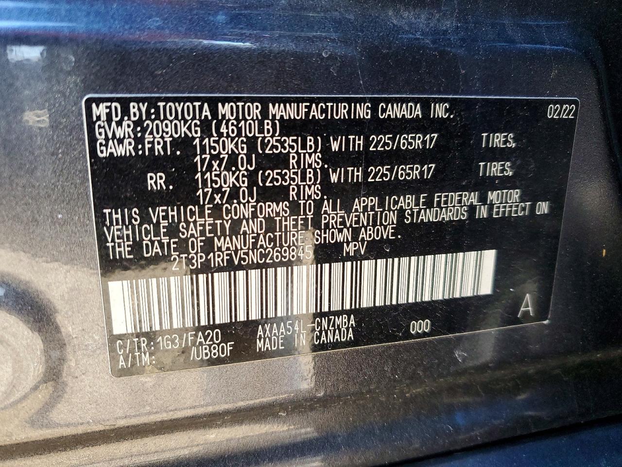 2022 Toyota Rav4 Xle Charcoal vin: 2T3P1RFV5NC269845
