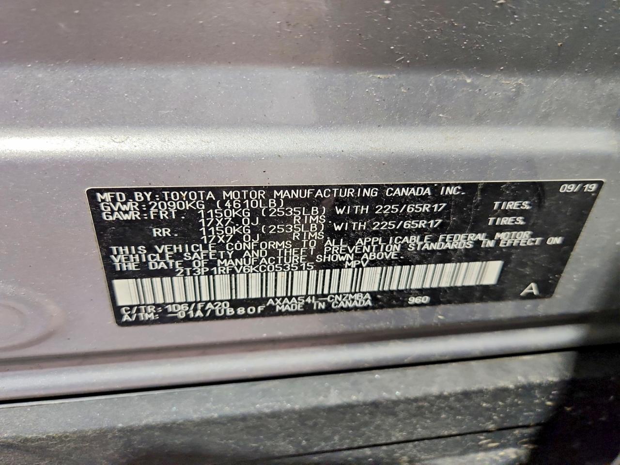 2019 Toyota Rav4 Xle Silver vin: 2T3P1RFV6KC053515