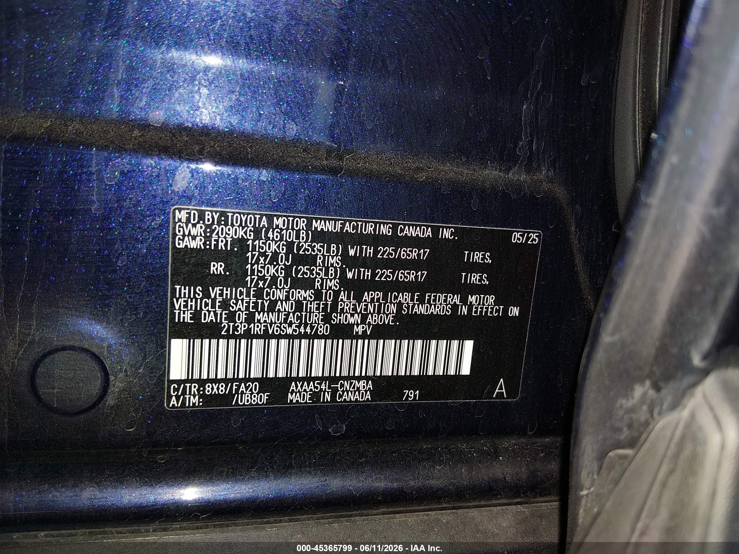 2025 Toyota Rav4 Xle Blue vin: 2T3P1RFV6SW544780